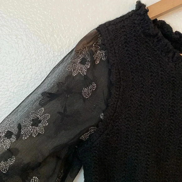 Anthropologie XXS Embroidered Sheer Layered Knit Vest in Black - Picture 5 of 10